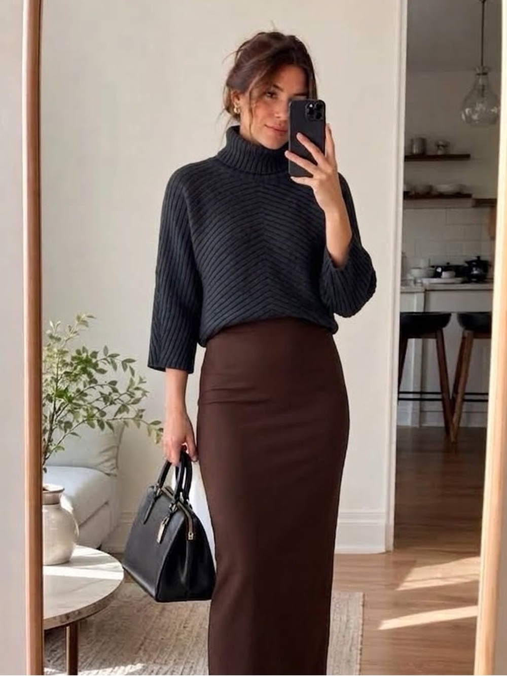 Moth by Anthropologie Black Ribbed Turtleneck Sweater Sz Small